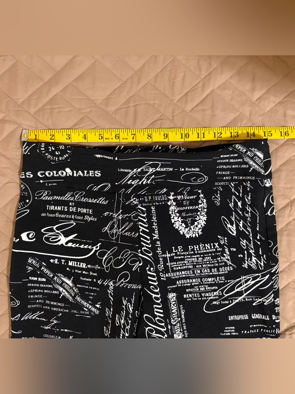 Krazy Larry Black & White Romantic French Script Print Pull On Pants Ladies 10 - Picture 5 of 7